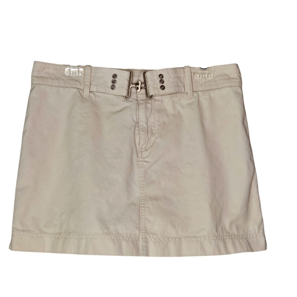 Maurices Women Khaki Tan Cotton‎ Twill Belted Utility Mini Skort Skirt 11/12 Y2K